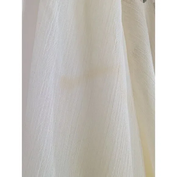 Torrid Embroidered Floral Kimono 3X Cream Boho Coastal Grandmother Fringe Wrap - Picture 13 of 14